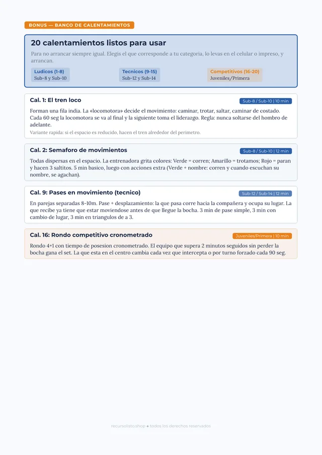 Bono: Banco de Calentamientos